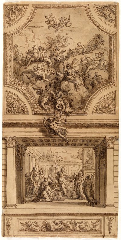 Study for Staircase Decoration, Hanbury Hall by James Thornhill